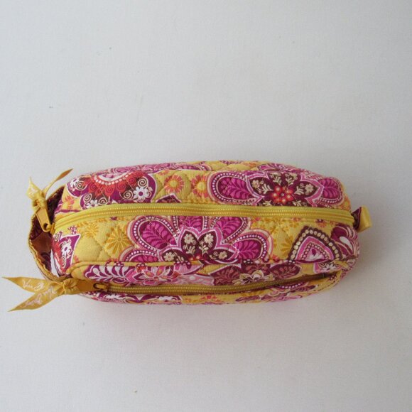 Vera Bradley Women's Bali Gold Yellow Patterned Makeup Toiletry Cosmetic Bag - Picture 2 of 12